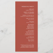 Elegant en modern huwelijksprogramma voor terracot programmakaart (Achterkant)