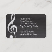 Elegant en modern karton Piano-leraar Visitekaartje (Achterkant)