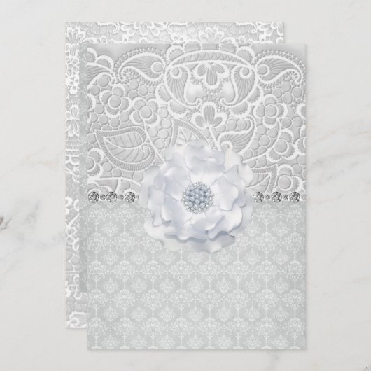 ELEGANT EN MODERN LACE DIAMOND WEDING KAART (Voorkant / Achterkant)