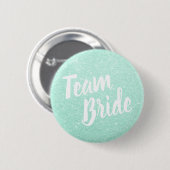 Elegant en modern mijnengroen glitterteam bruid ronde button 5,7 cm (Voorkant /achterkant)