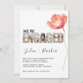 Elegant en Modern Poppy Red Engagement Party Kaart (Voorkant)