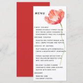 Elegant en modern Poppy Red Wedding Menu (Voorkant / Achterkant)