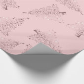 Elegant en modern Roos Gold kerstboompatroon Cadeaupapier (Hoek)