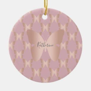 Elegant en modern roos gouden vlinder design keramisch ornament
