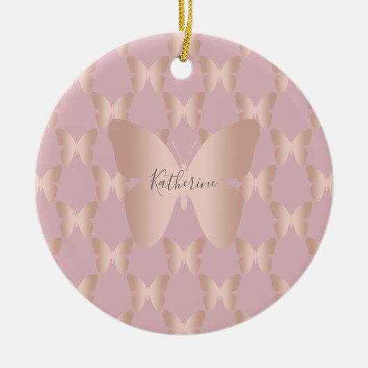 Elegant en modern roos gouden vlinder design keramisch ornament (Voorkant)