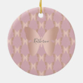 Elegant en modern roos gouden vlinder design keramisch ornament (Achterkant)