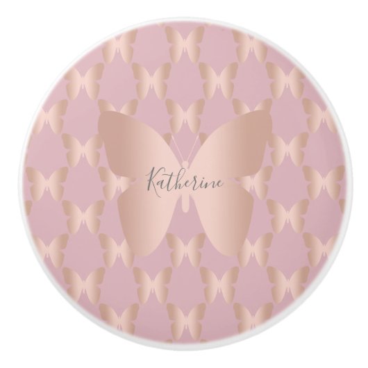 Elegant en modern roos gouden vlinder design keramische knop (Voorkant)