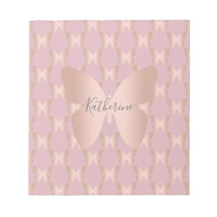 Elegant en modern roos gouden vlinder design notitieblok
