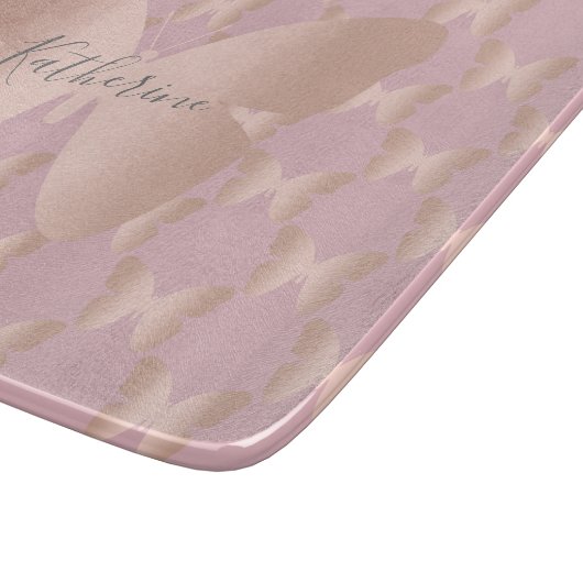 Elegant en modern roos gouden vlinder design snijplank (Hoek)