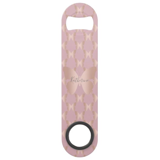 Elegant en modern roos gouden vlinder design speed flessenopener (Voorkant)