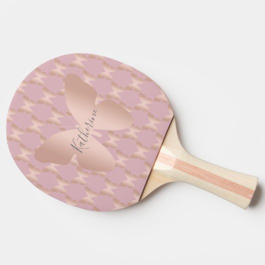 Elegant en modern roos gouden vlinder design tafeltennisbatje (Zijkant)