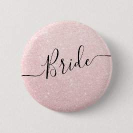 Elegant en modern roos goudglitter bruidbruiloft ronde button 5,7 cm