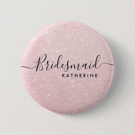 Elegant en modern roos goudglitter bruidsmeisje ronde button 5,7 cm (Voorkant)