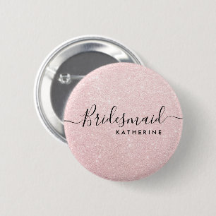 Elegant en modern roos goudglitter bruidsmeisje ronde button 5,7 cm