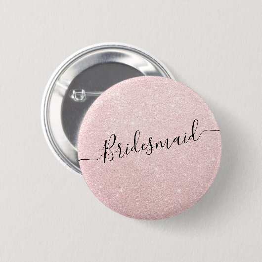 Elegant en modern roos goudglitter bruidsmeisje ronde button 5,7 cm (Voorkant /achterkant)