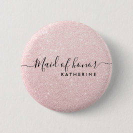 Elegant en modern roos goudglitter-dienstmeisje ronde button 5,7 cm