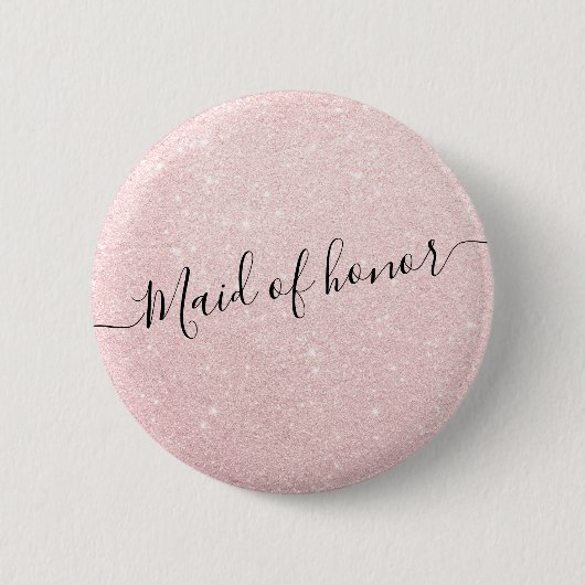 Elegant en modern roos goudglitter-dienstmeisje ronde button 5,7 cm (Voorkant)