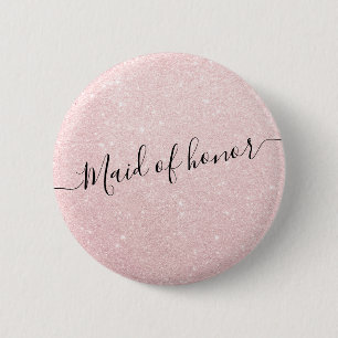 Elegant en modern roos goudglitter-dienstmeisje ronde button 5,7 cm