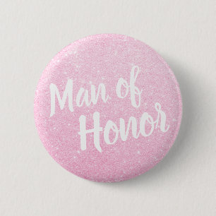 Elegant en modern roos goudglitter man van eer ronde button 5,7 cm
