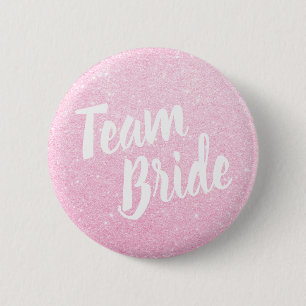 Elegant en modern roos goudglitter team bruid ronde button 5,7 cm