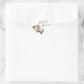 Elegant en modern roos van de bloemen ronde sticker (Tas)