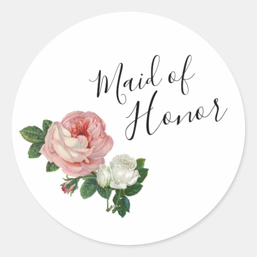 Elegant en modern roos van de bloemen ronde sticker (Voorkant)