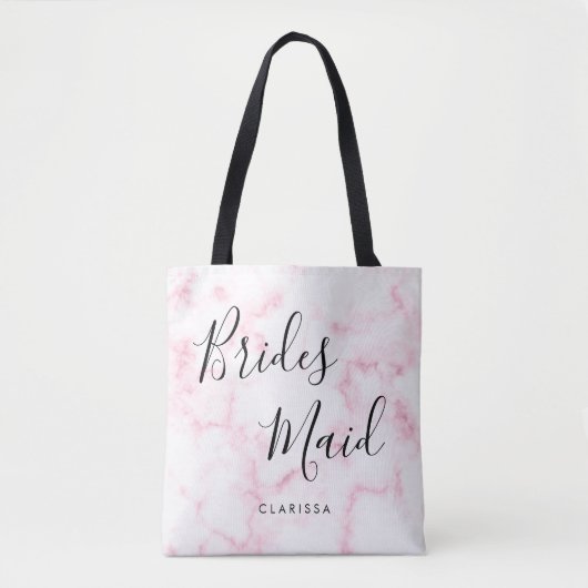 Elegant en modern roze bruinbruidsmeisje tote bag (Voorkant)