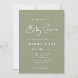 Elegant en modern Sage Green Baby shower Kaart