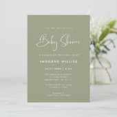 Elegant en modern Sage Green Baby shower Kaart (Staand voorkant)
