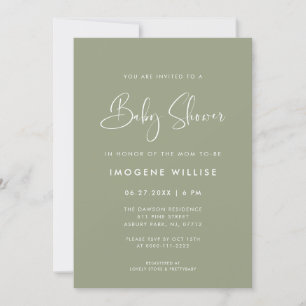 Elegant en modern Sage Green Baby shower Kaart