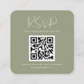 Elegant en modern Sage Green QR code RSVP respons Informatiekaartje (Voorkant)