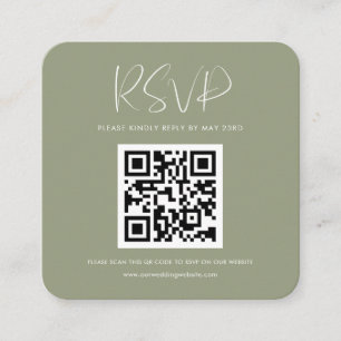 Elegant en modern Sage Green QR code RSVP respons Informatiekaartje