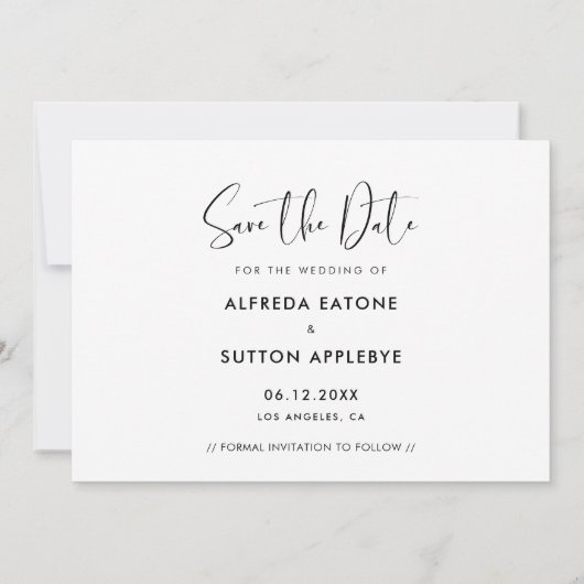 Elegant en modern Save the Date-fotokaart Aankondiging (Achterkant)