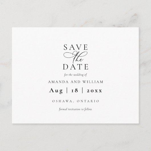 Elegant en modern Save the Date Post Kaart (Voorkant)