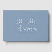 Elegant en modern script Dusty Blue Wedding Gastenboek (Voorkant)