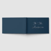 Elegant en modern script Navy Blue Wedding Gastenboek (Volledig)