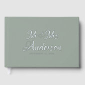 Elegant en modern script Sage Green Wedding Gastenboek (Voorkant)