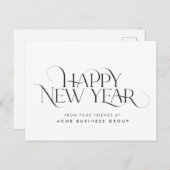 Elegant en modern serif Gelukkig Nieuwjaar ontwerp Briefkaart (Voorkant / Achterkant)