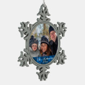 Elegant en modern Tartan Aangepaste foto Tin Sneeuwvlok Ornament (Links)