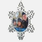 Elegant en modern Tartan Aangepaste foto Tin Sneeuwvlok Ornament (Rechts)