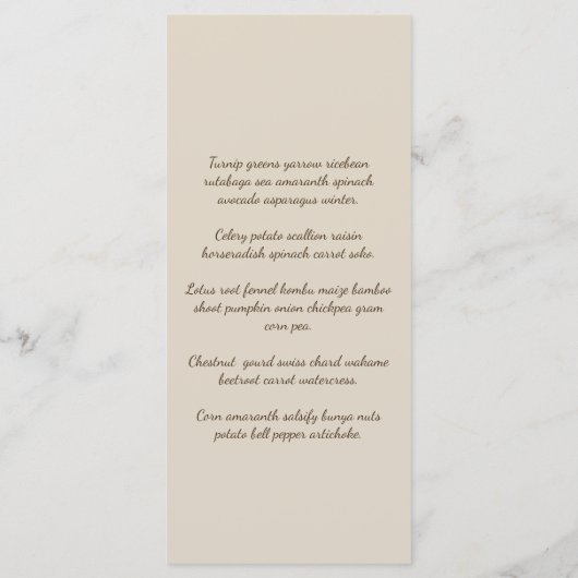 Elegant en modern taupe op maat gemaakte restauran menu (Achterkant)