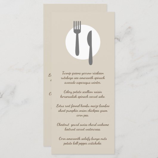 Elegant en modern taupe op maat gemaakte restauran menu (Voorkant / Achterkant)