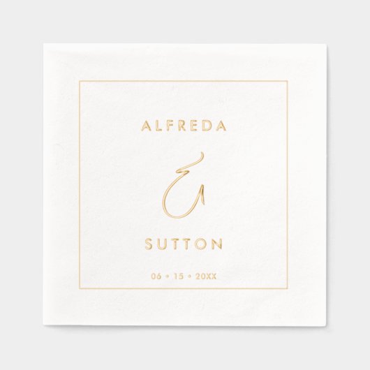 Elegant en modern trouwgoud folie servetten (Voorkant)