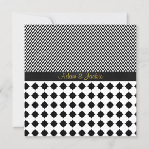 ELEGANT EN MODERN WEDDING Black White Gold Kaart