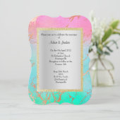 ELEGANT EN MODERN WEDDING MARBLE GOLD PASTEL KAART (Staand voorkant)