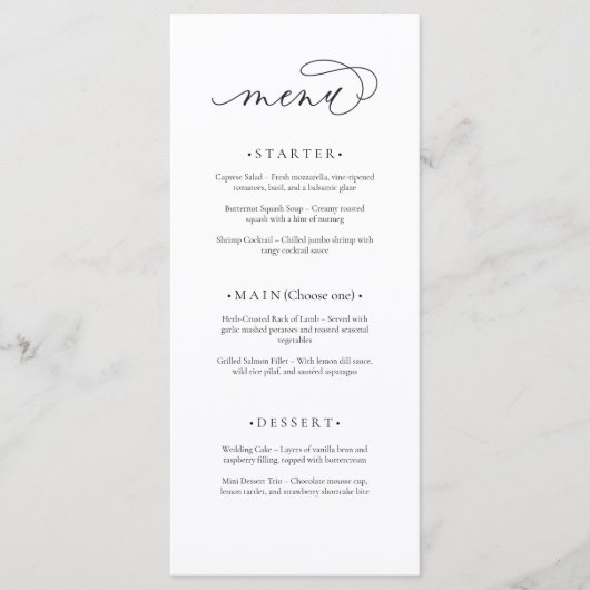 Elegant en Modern Wedding Menu (Voorkant)