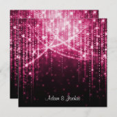 ELEGANT EN MODERN WEDDING SPARKLE PINK KAART (Voorkant / Achterkant)