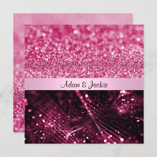 ELEGANT EN MODERN WEDDING SPARKLE PINK KAART (Voorkant / Achterkant)