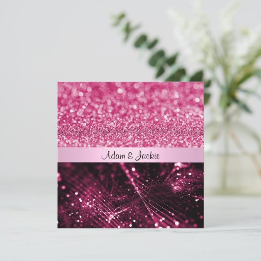 ELEGANT EN MODERN WEDDING SPARKLE PINK KAART (Staand voorkant)