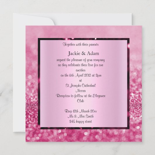 ELEGANT EN MODERN WEDDING SPARKLE PINK KAART (Achterkant)